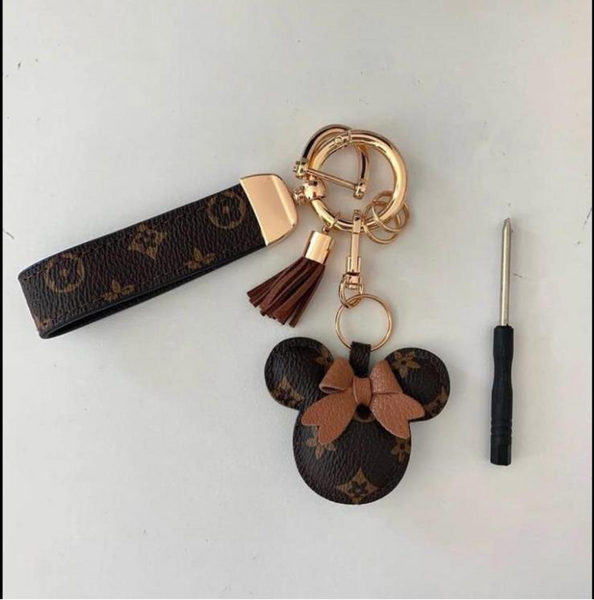 Teddy bear and Minnie Mouse keychains