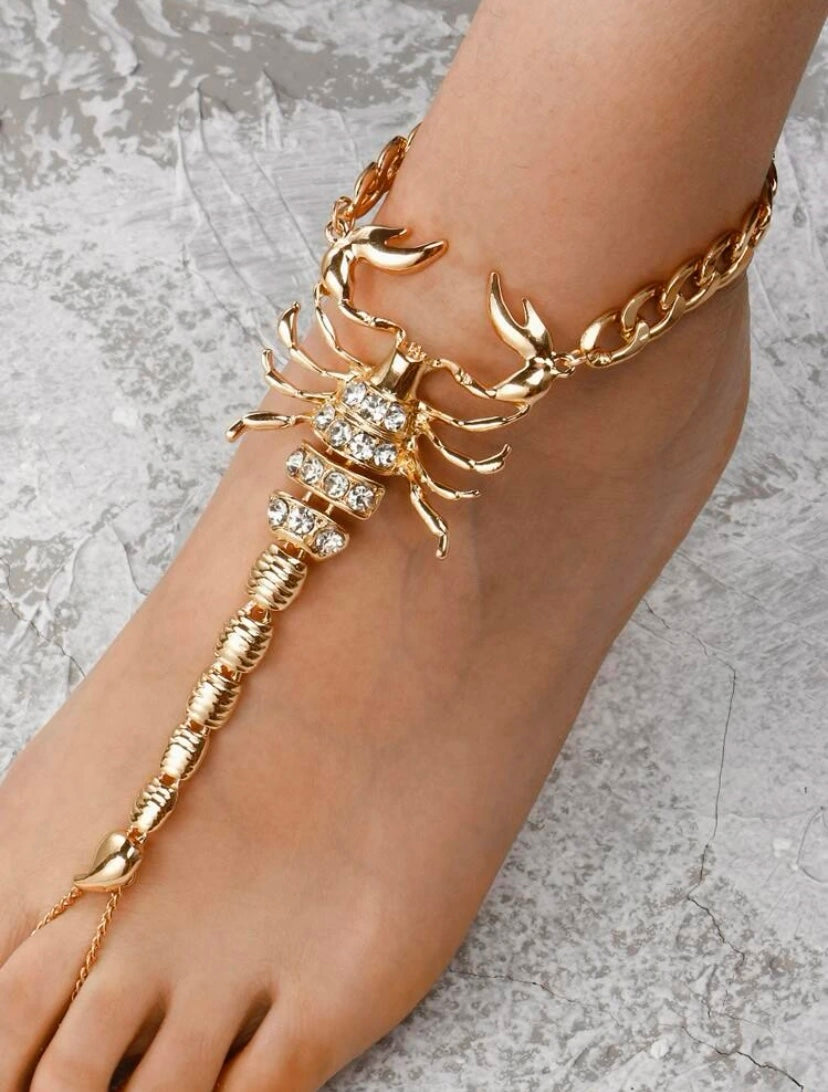 Rhinestone Scorpion Decor Anklet